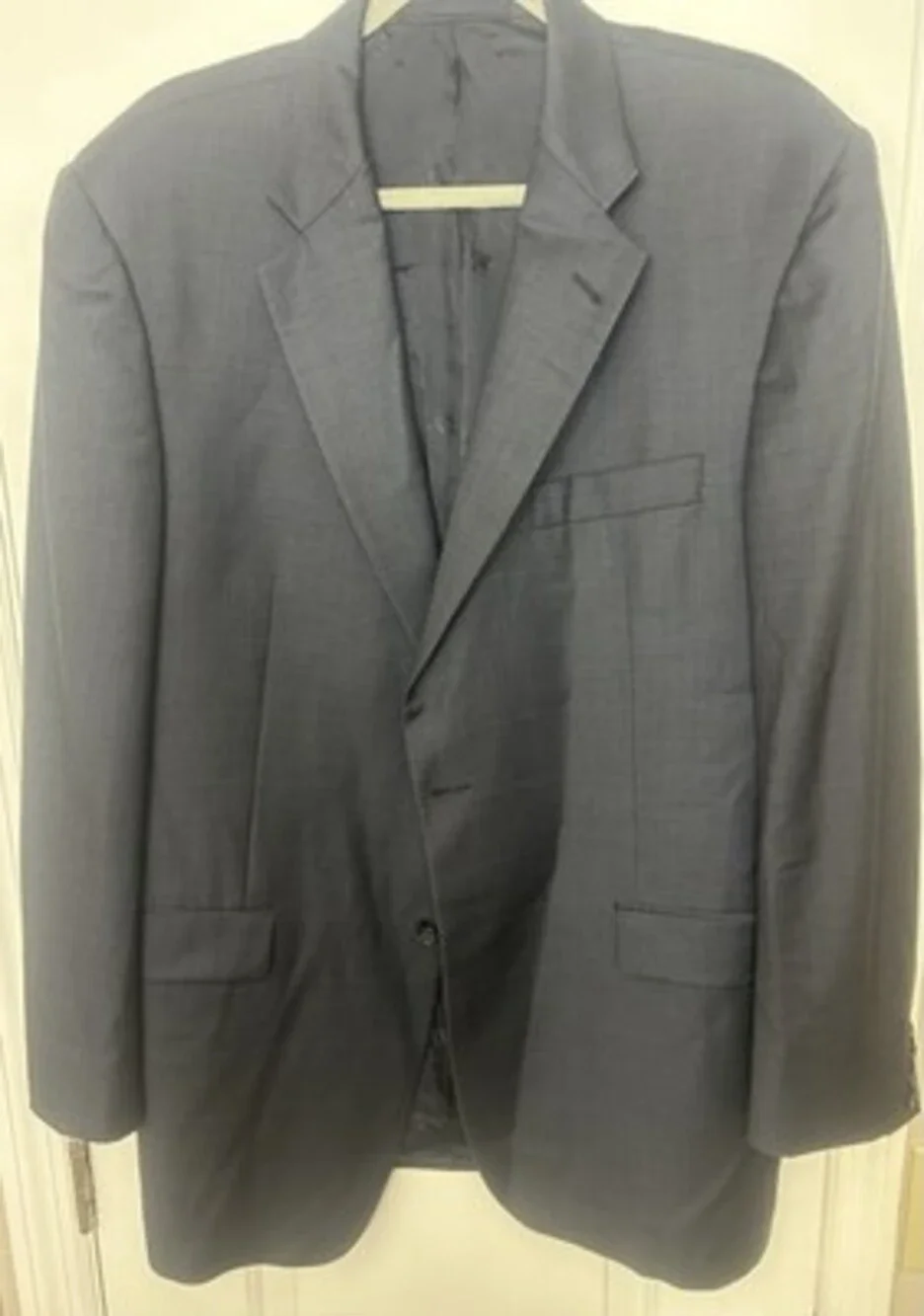 Burberry London Kensington Navy Blue Windowpane Super 100 Wool Sport Coat Blazer